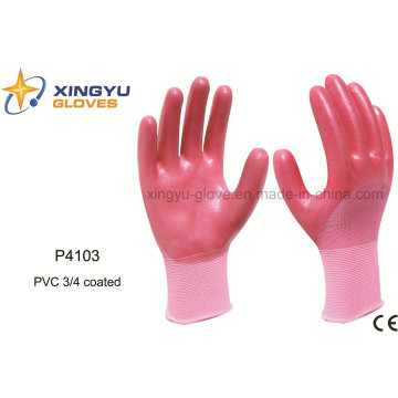 Poliéster Shell PVC 3/4 Coated Safety Work Glove (P4103)